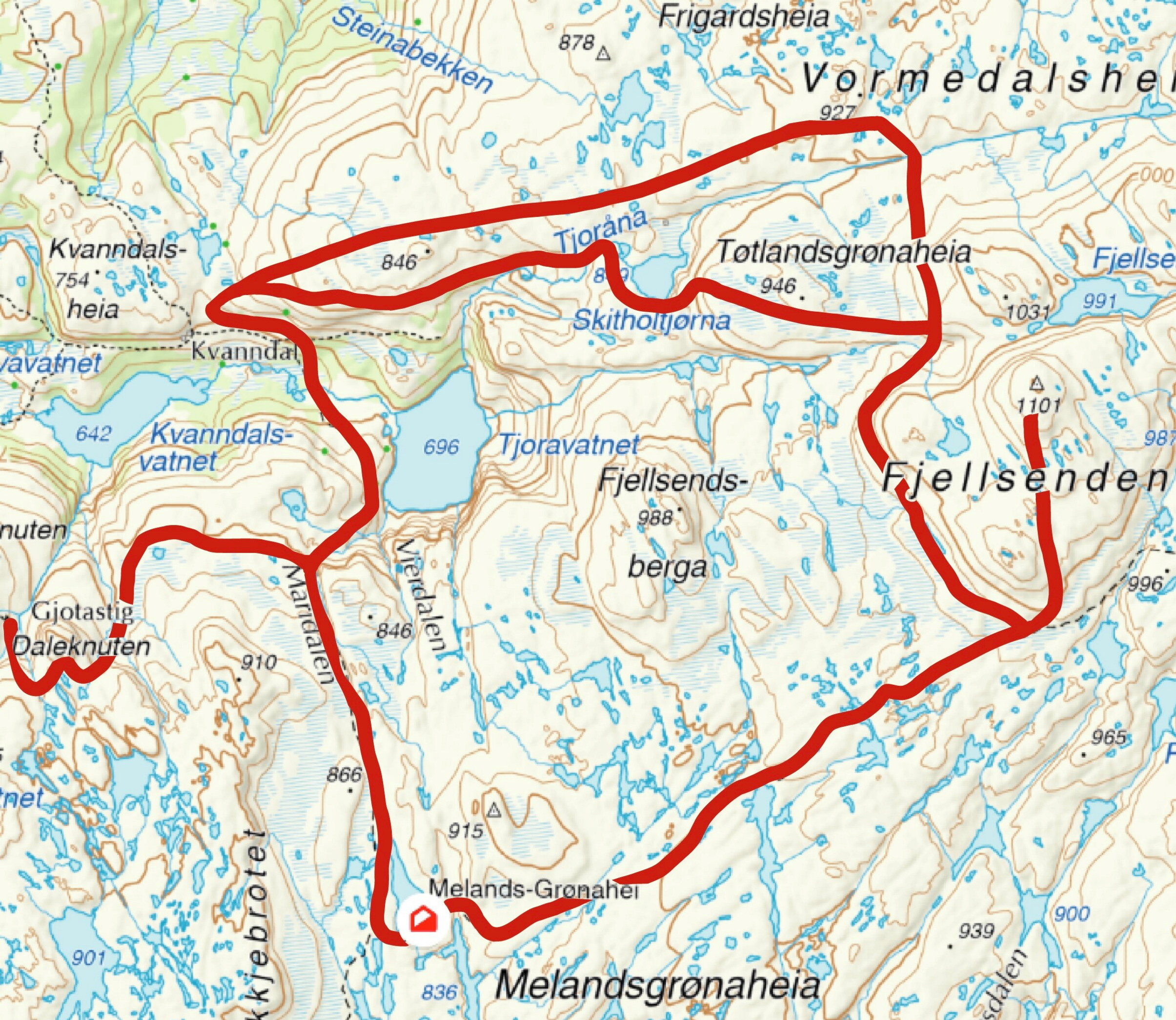 Kart av turen